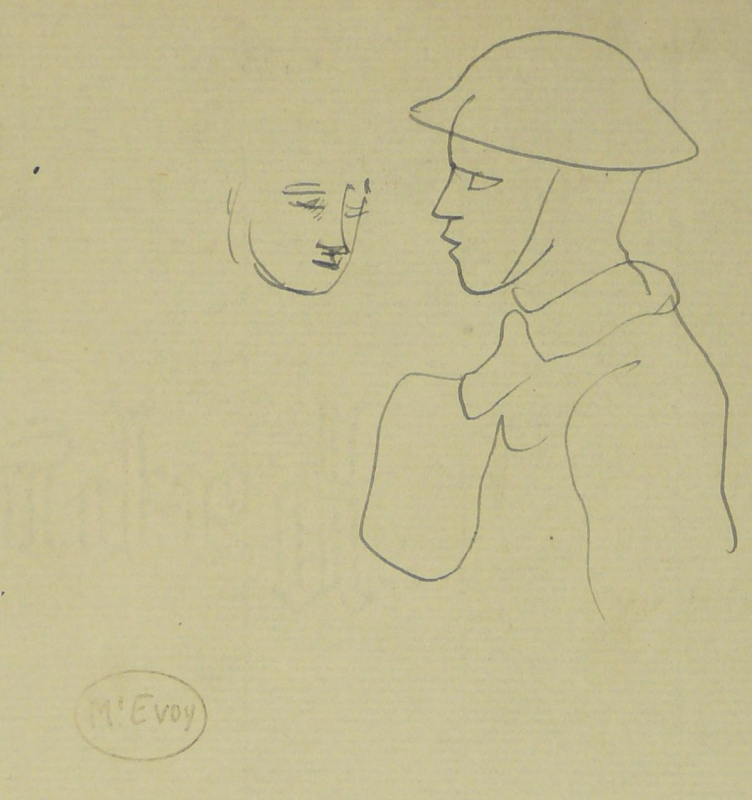 line drawing of a soldier...DRA/362